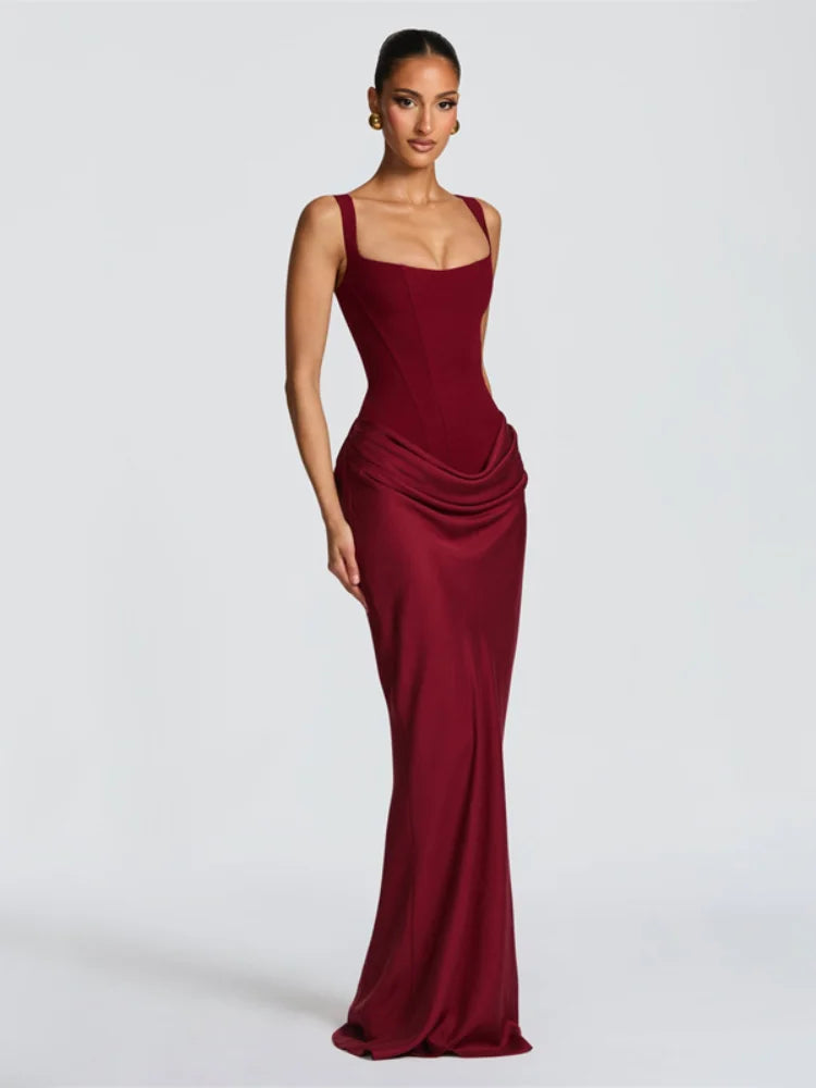 Lotelli - Chic Pleated Strapless Split Evening Dress