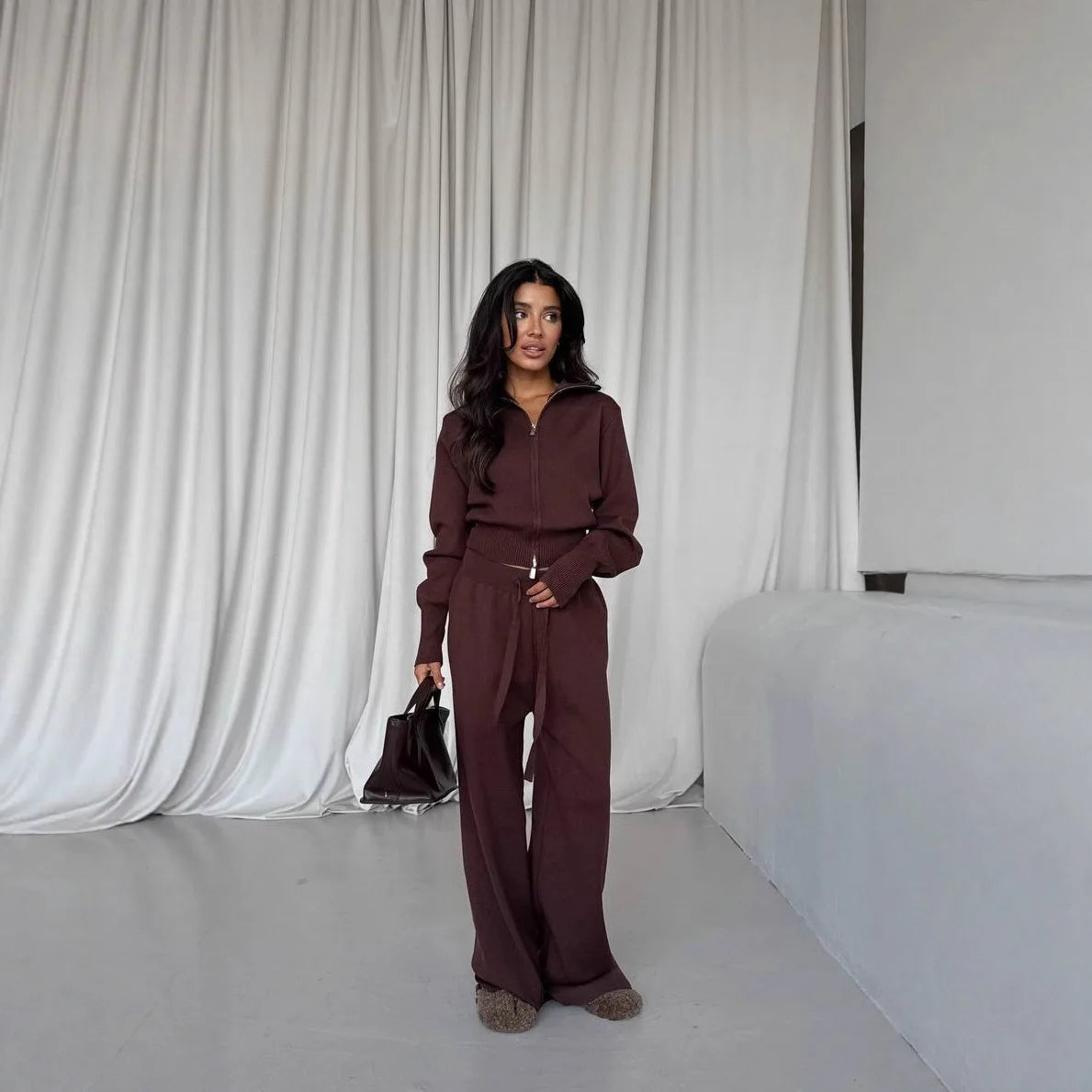 Lotelli – Women’s Knit Cardigan & Wide-Leg Pants Set