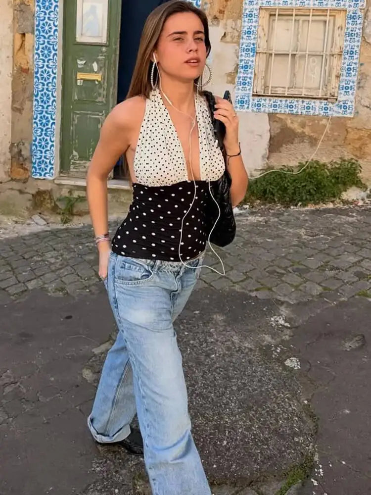 Lotelli - Polka Dot V-Neck Tank Top