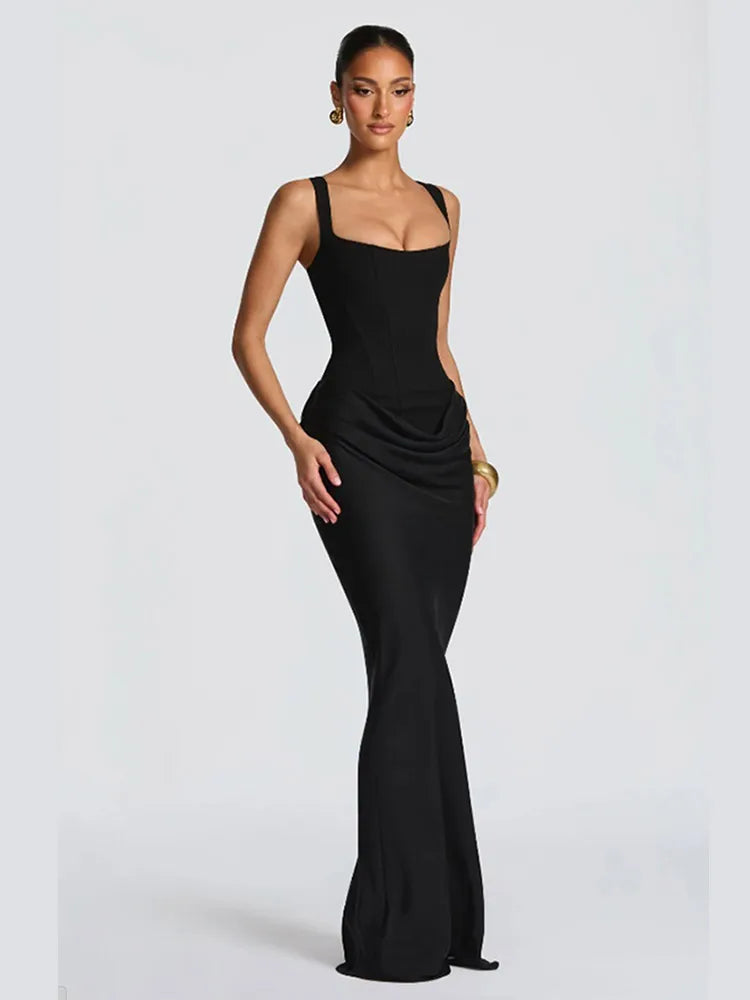 Lotelli - Chic Pleated Strapless Split Evening Dress