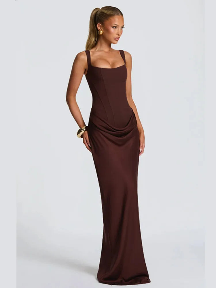 Lotelli - Chic Pleated Strapless Split Evening Dress